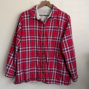 L.L. Bean Plaid Flannel Shirt Fleece Lined Women's Jacket Vintage Salmon XL P